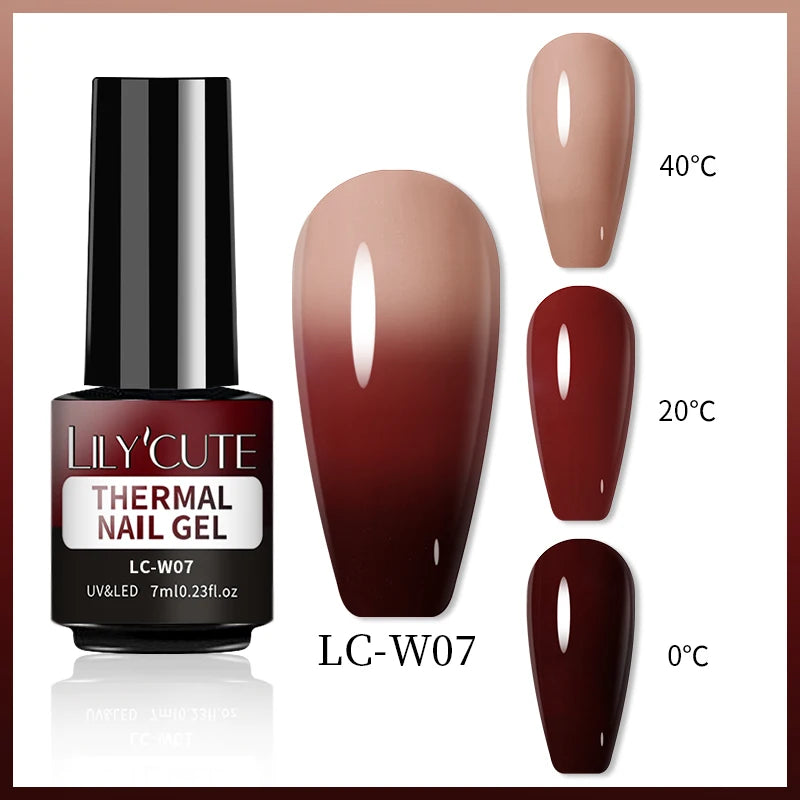 LILYCUTE 7ml Thermal Temperature-Changing Gel Nail Polish - Semi-Permanent UV Gel Art