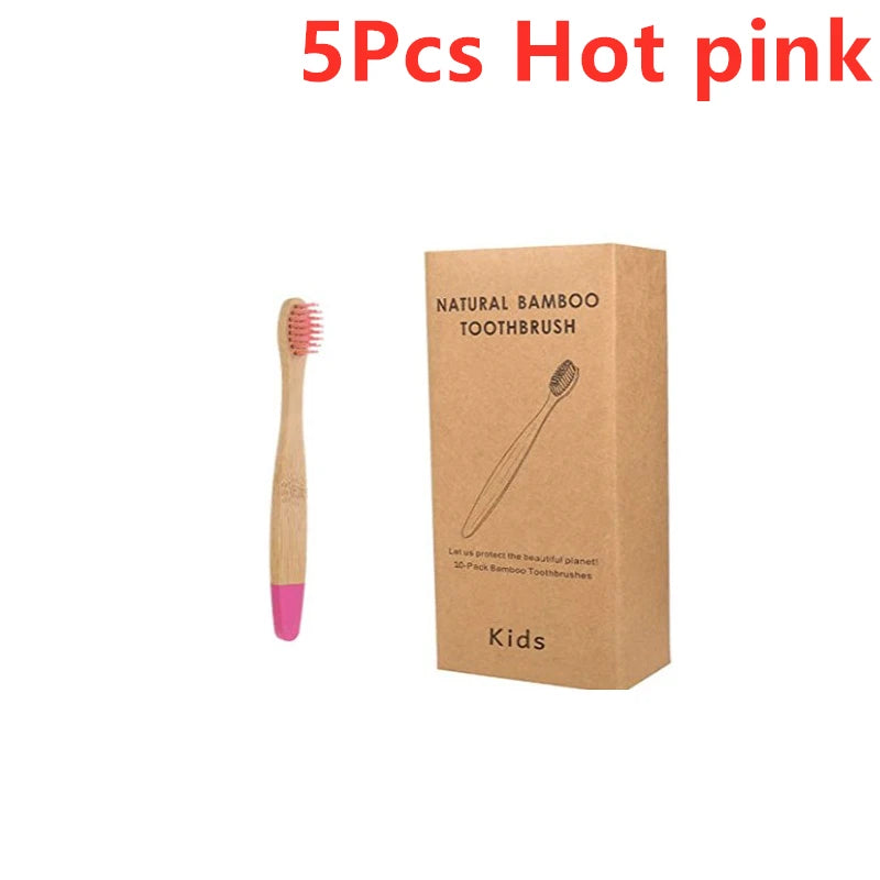 Organic Children's Bamboo Toothbrush Set - 10 Colours Soft Fibre Biodegradable Eco-Friendly