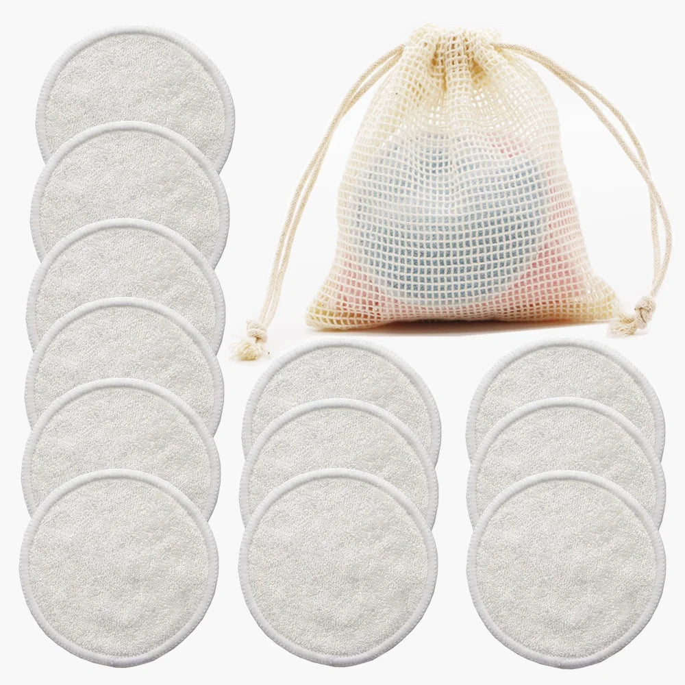 Sywinas Reusable Bamboo Makeup Remover Pads 12pcs - Washable Facial Cleansing Rounds