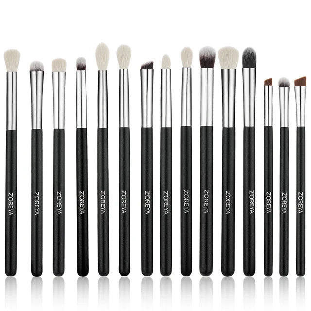 ZOREYA Black Makeup Brush Set - Foundation, Powder, Blush, Eyeshadow & Kabuki