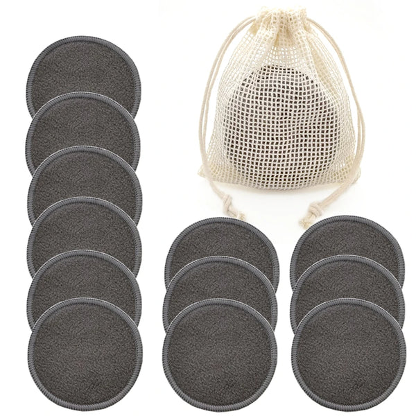 Sywinas Reusable Bamboo Makeup Remover Pads 12pcs - Washable Facial Cleansing Rounds