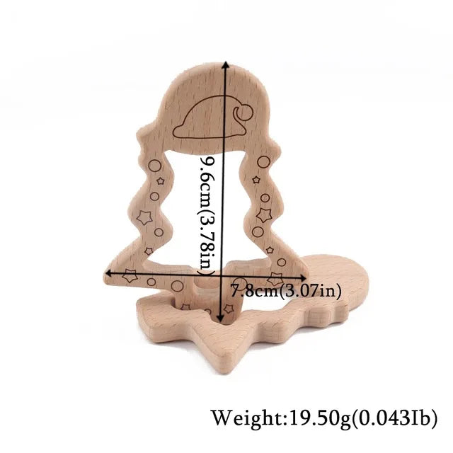 10-Piece Beech Wood Baby Teether Animal Set - Natural Teething Grasping Toys & DIY Pacifier Chain