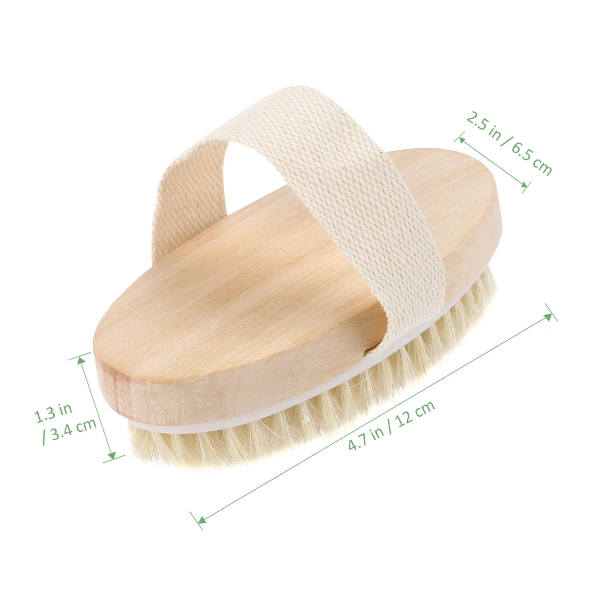 Natural Bristle Wooden Body Shower Brush - Soft Spa Dry Skin Body Exfoliator