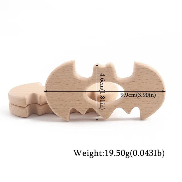 10-Piece Beech Wood Baby Teether Animal Set - Natural Teething Grasping Toys & DIY Pacifier Chain