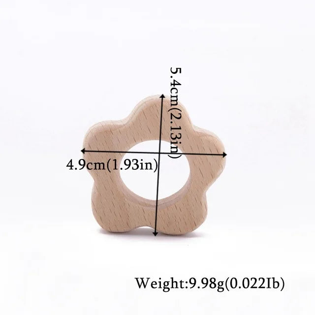 10-Piece Beech Wood Baby Teether Animal Set - Natural Teething Grasping Toys & DIY Pacifier Chain