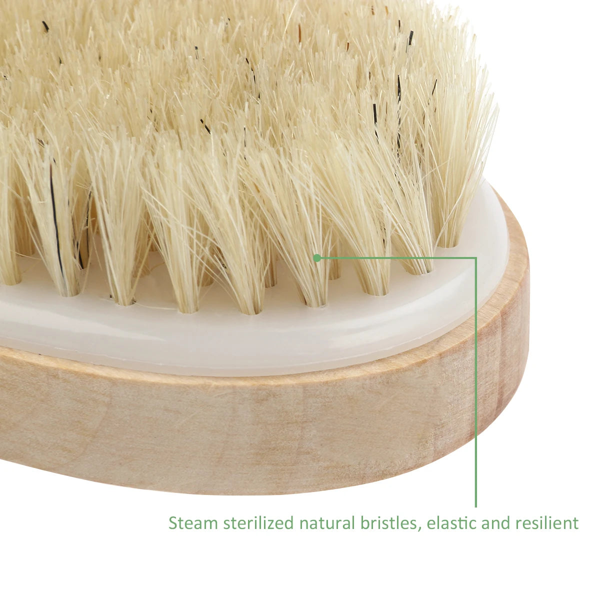 Natural Bristle Wooden Body Shower Brush - Soft Spa Dry Skin Body Exfoliator