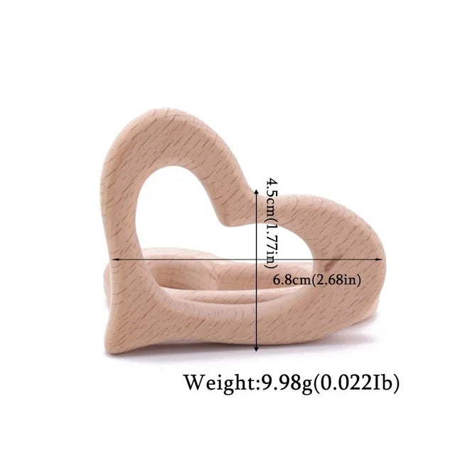 10-Piece Beech Wood Baby Teether Animal Set - Natural Teething Grasping Toys & DIY Pacifier Chain
