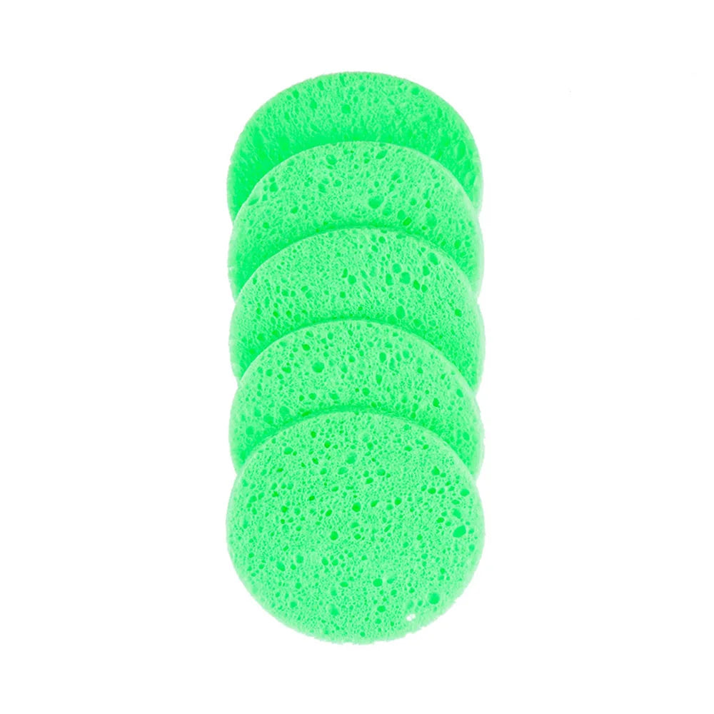 OMQAIO Natural Wood Pulp Cellulose Facial Sponge Puffs - Round Makeup Remover & Cleansing