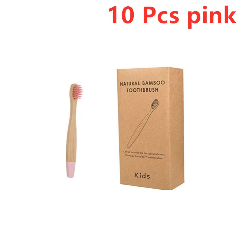Organic Children's Bamboo Toothbrush Set - 10 Colours Soft Fibre Biodegradable Eco-Friendly