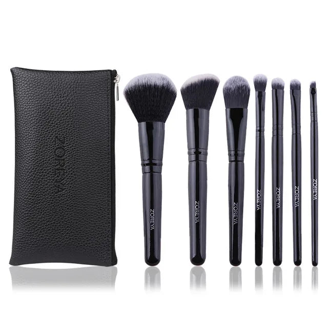 ZOREYA Black Makeup Brush Set - Foundation, Powder, Blush, Eyeshadow & Kabuki