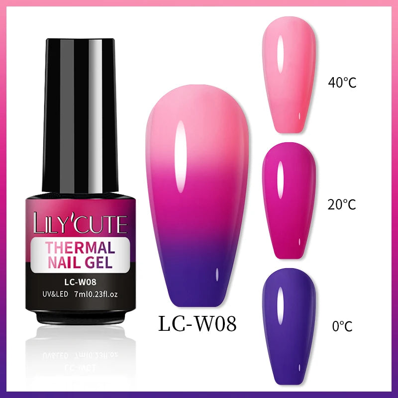 LILYCUTE 7ml Thermal Temperature-Changing Gel Nail Polish - Semi-Permanent UV Gel Art