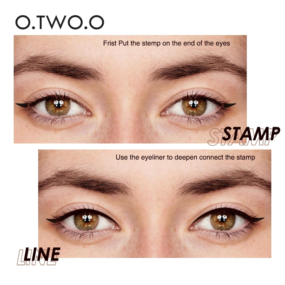 O.TWO.O Double-Ended Stamp Eyeliner Pen - Waterproof Fast-Dry Black Liquid Liner