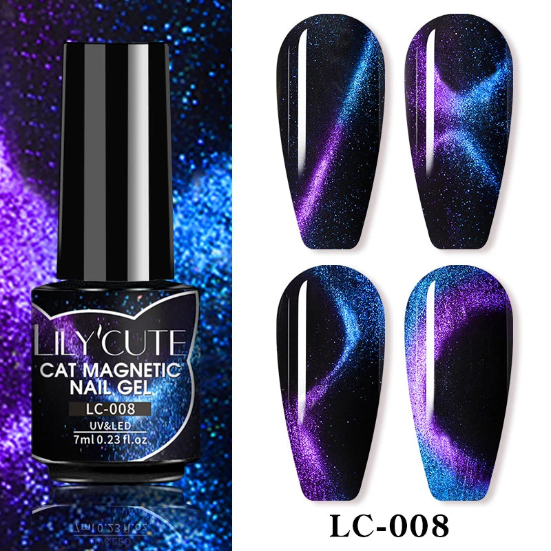 LILYCUTE 9D Cat Eye Magnetic Gel Polish 7ml - Iridescent UV/LED Soak-Off Nail Art