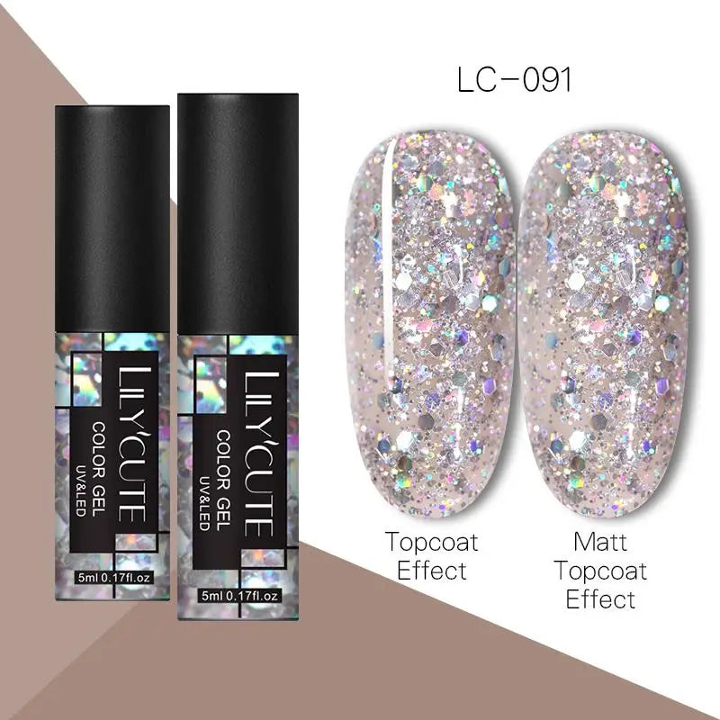 LILYCUTE 5ml Metallic Gold & Silver Mirror Liner Gel - Super Bright French Nail Art
