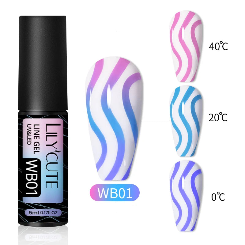 LILYCUTE 5ml Reflective Glitter Liner Gel - Champagne Sparkling Lines for French Nail Art