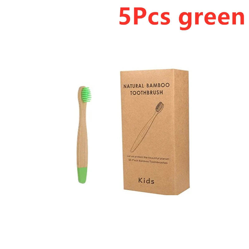 Organic Children's Bamboo Toothbrush Set - 10 Colours Soft Fibre Biodegradable Eco-Friendly