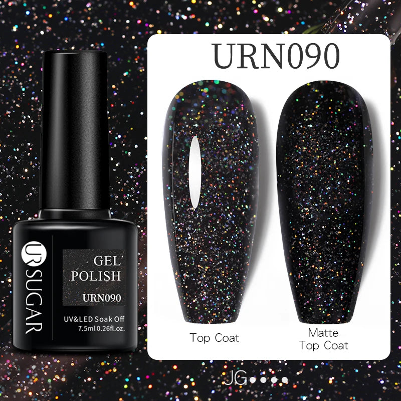 UR SUGAR 7.5ml Reflective Glitter Gel Polish - Pink Sequins UV Soak-Off Semi-Permanent