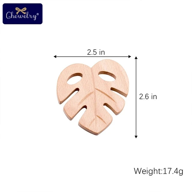 10-Piece Beech Wood Baby Teether Animal Set - Natural Teething Grasping Toys & DIY Pacifier Chain