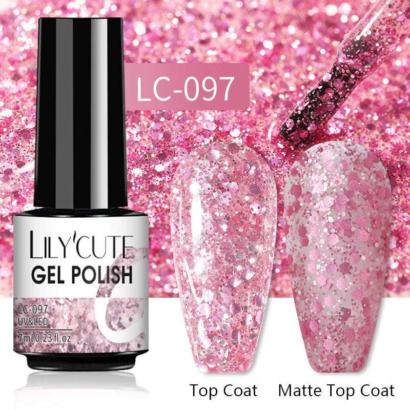 LILYCUTE 7ml Jelly Amber Dark Bloom Leopard Gel Polish - Semi-Permanent UV Nail Art