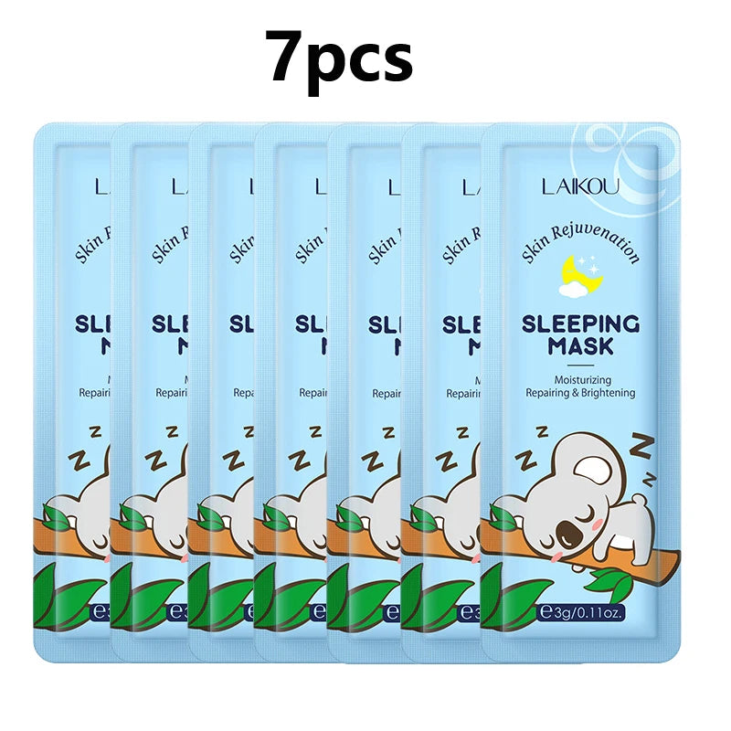 LAIKOU 7-Piece Moisturizing Sleeping Face Sheet Mask Set - Hydrating & Nourishing Night Masks