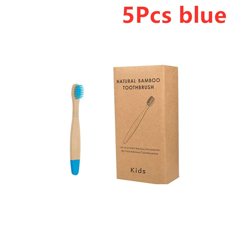 Organic Children's Bamboo Toothbrush Set - 10 Colours Soft Fibre Biodegradable Eco-Friendly