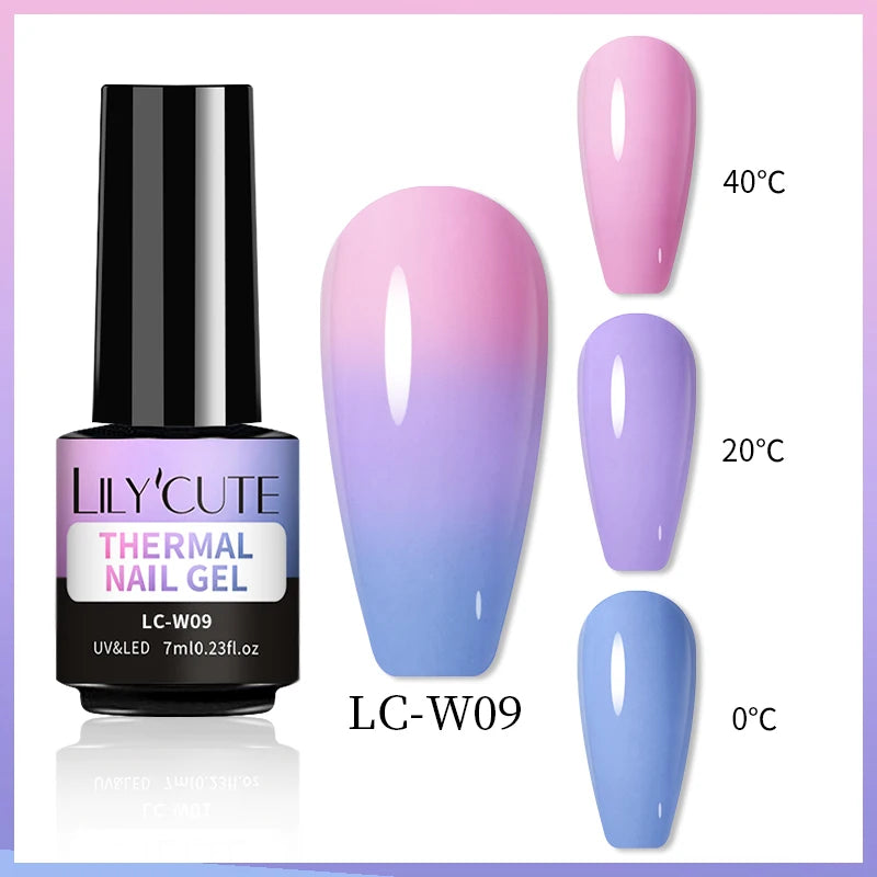 LILYCUTE 7ml Thermal Temperature-Changing Gel Nail Polish - Semi-Permanent UV Gel Art