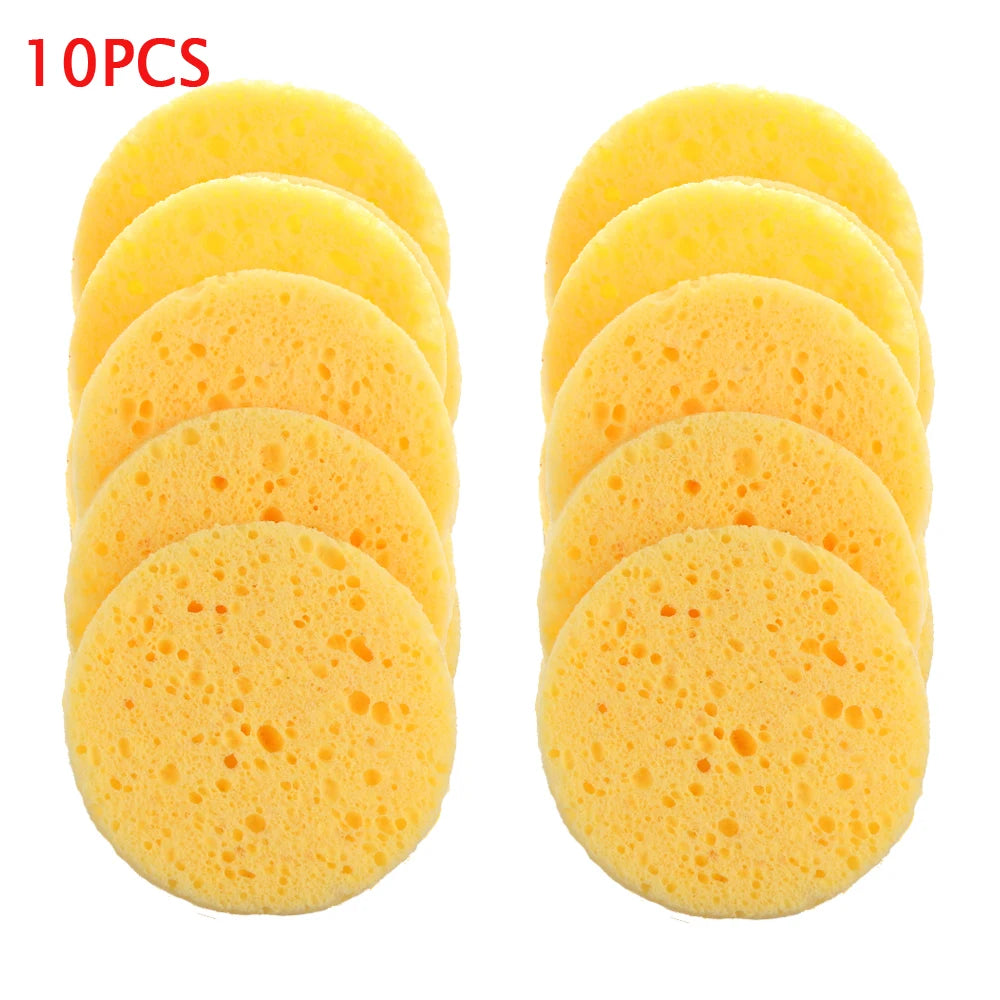 OMQAIO Natural Wood Pulp Cellulose Facial Sponge Puffs - Round Makeup Remover & Cleansing
