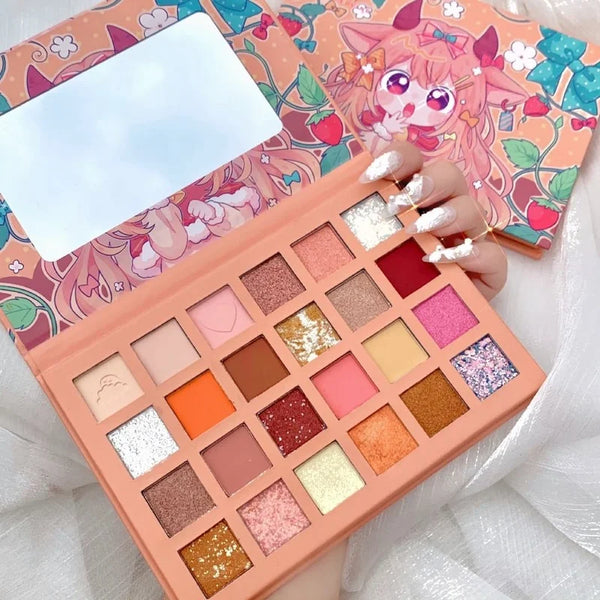 24-Color Strawberry Girl Eyeshadow Palette - Glitter Pearlescent Waterproof Cute Makeup