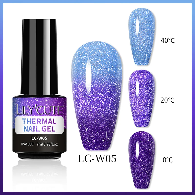 LILYCUTE 7ml Thermal Temperature-Changing Gel Nail Polish - Semi-Permanent UV Gel Art