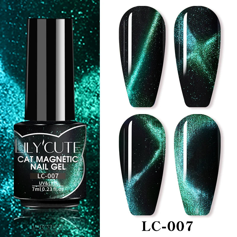 LILYCUTE 9D Cat Eye Magnetic Gel Polish 7ml - Iridescent UV/LED Soak-Off Nail Art