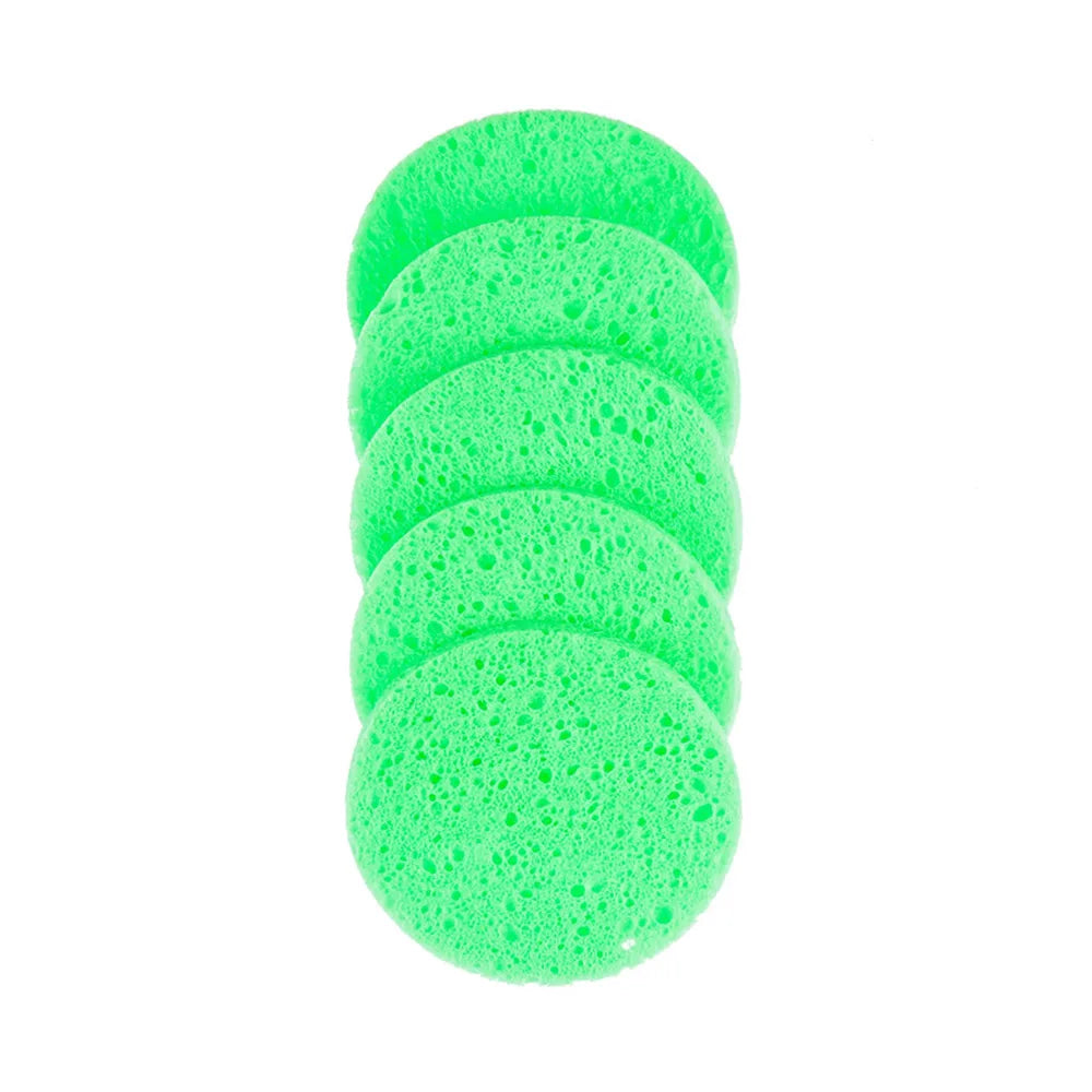 OMQAIO Natural Wood Pulp Cellulose Facial Sponge Puffs - Round Makeup Remover & Cleansing