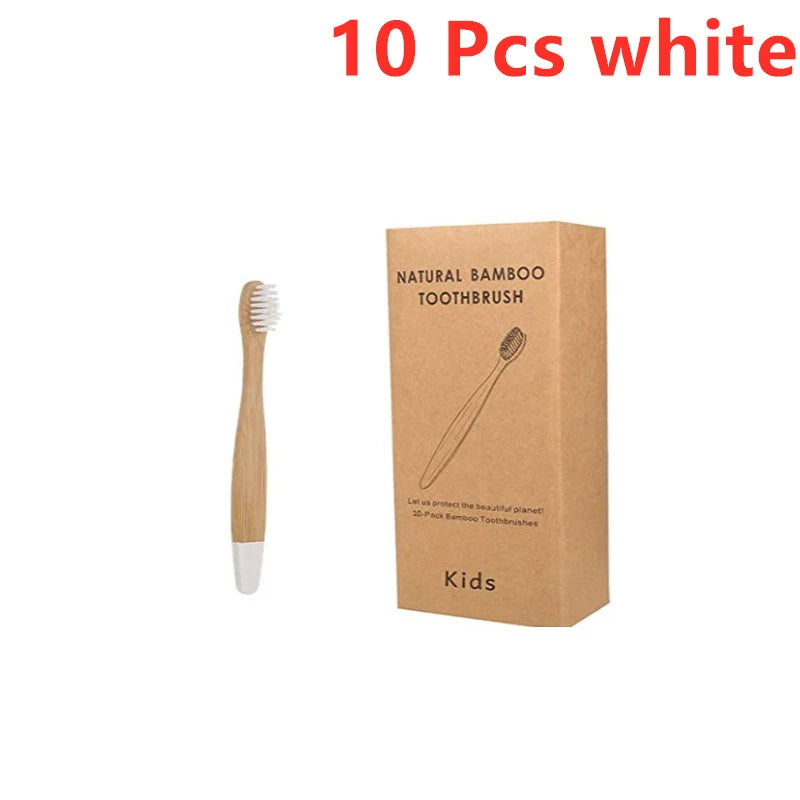 Organic Children's Bamboo Toothbrush Set - 10 Colours Soft Fibre Biodegradable Eco-Friendly