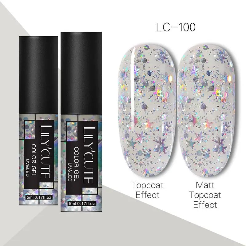LILYCUTE 5ml Metallic Gold & Silver Mirror Liner Gel - Super Bright French Nail Art