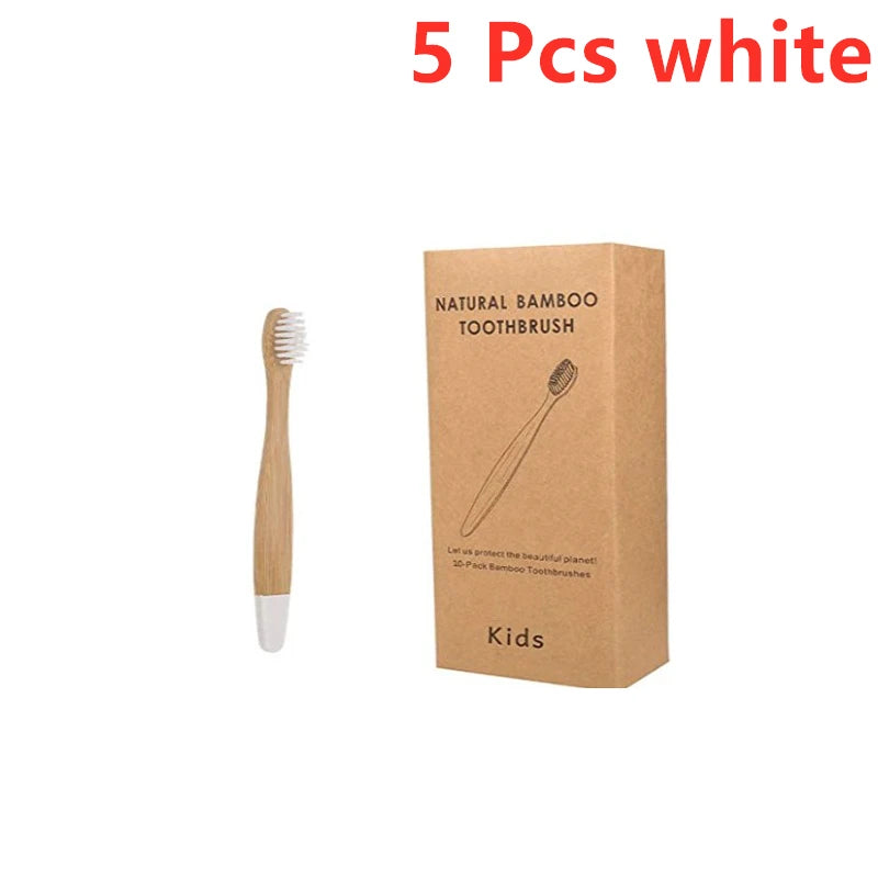 Organic Children's Bamboo Toothbrush Set - 10 Colours Soft Fibre Biodegradable Eco-Friendly
