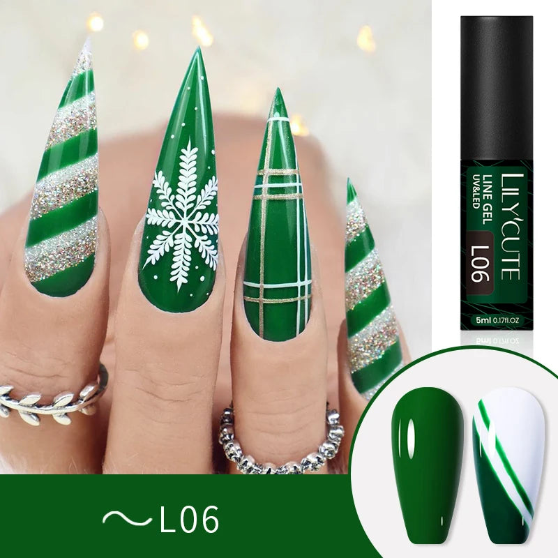 LILYCUTE 5ml Reflective Glitter Liner Gel - Champagne Sparkling Lines for French Nail Art