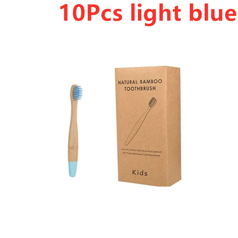 Organic Children's Bamboo Toothbrush Set - 10 Colours Soft Fibre Biodegradable Eco-Friendly