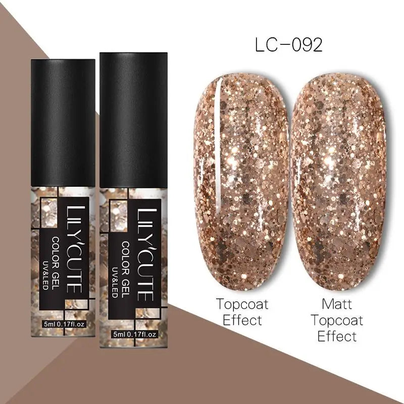 LILYCUTE 5ml Metallic Gold & Silver Mirror Liner Gel - Super Bright French Nail Art