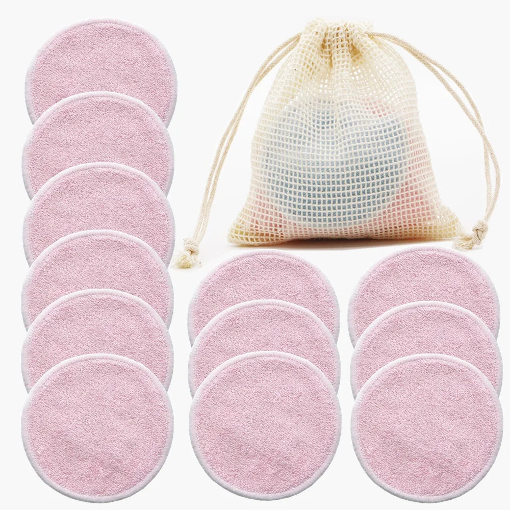 Sywinas Reusable Bamboo Makeup Remover Pads 12pcs - Washable Facial Cleansing Rounds