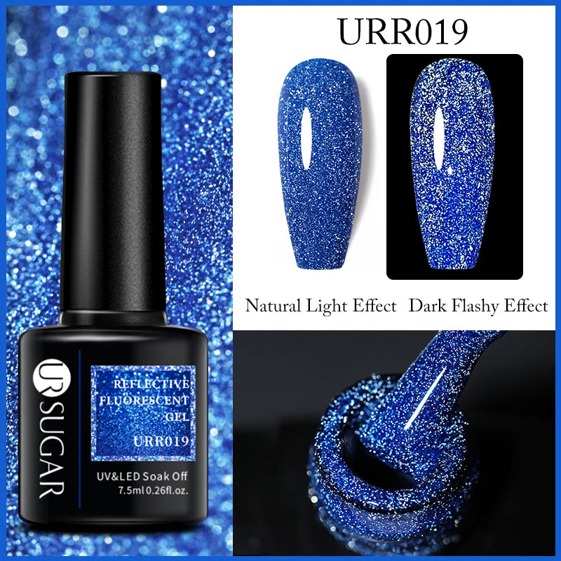 UR SUGAR 7.5ml Reflective Glitter Gel Polish - Pink Sequins UV Soak-Off Semi-Permanent