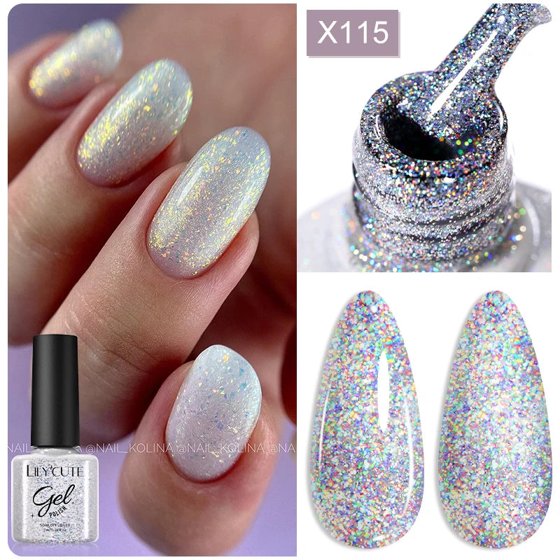 LILYCUTE 5ml Reflective Glitter Liner Gel - Champagne Sparkling Lines for French Nail Art