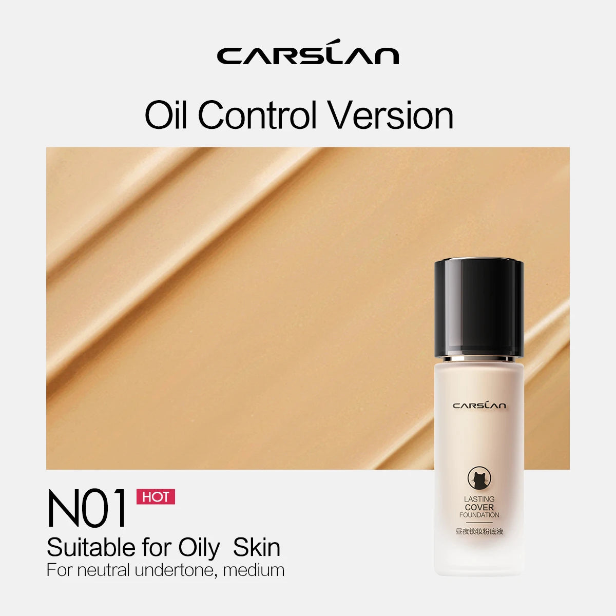 CARSLAN Moisture Matte Liquid Foundation - Full Coverage, Whitening & Oil Control