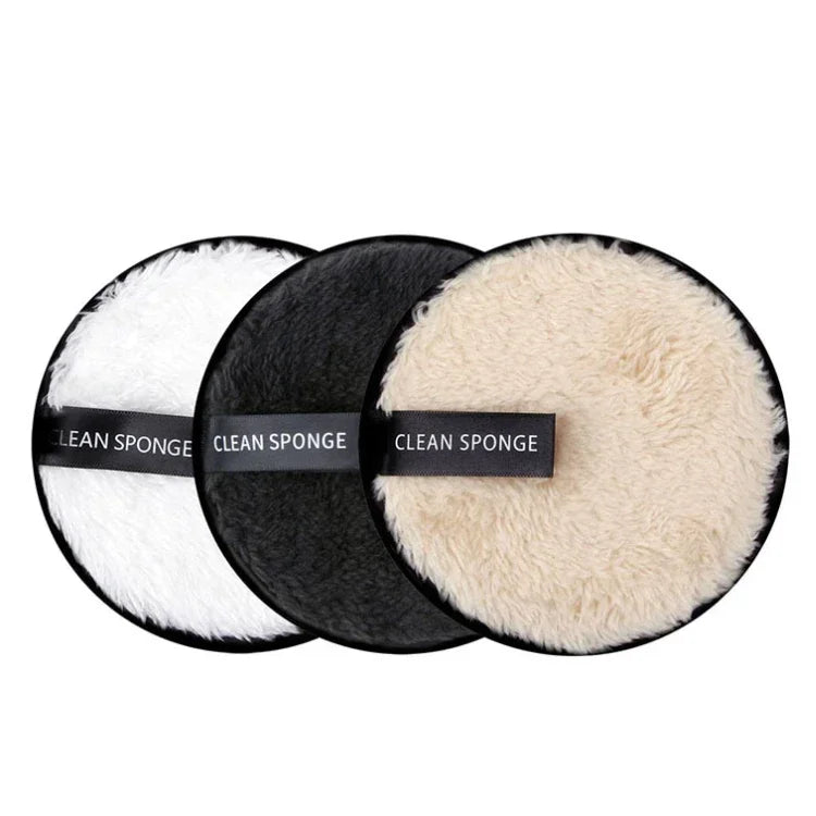 3-Piece Reusable Microfiber Makeup Remover Pads - Washable Cotton Cleansing Sponges