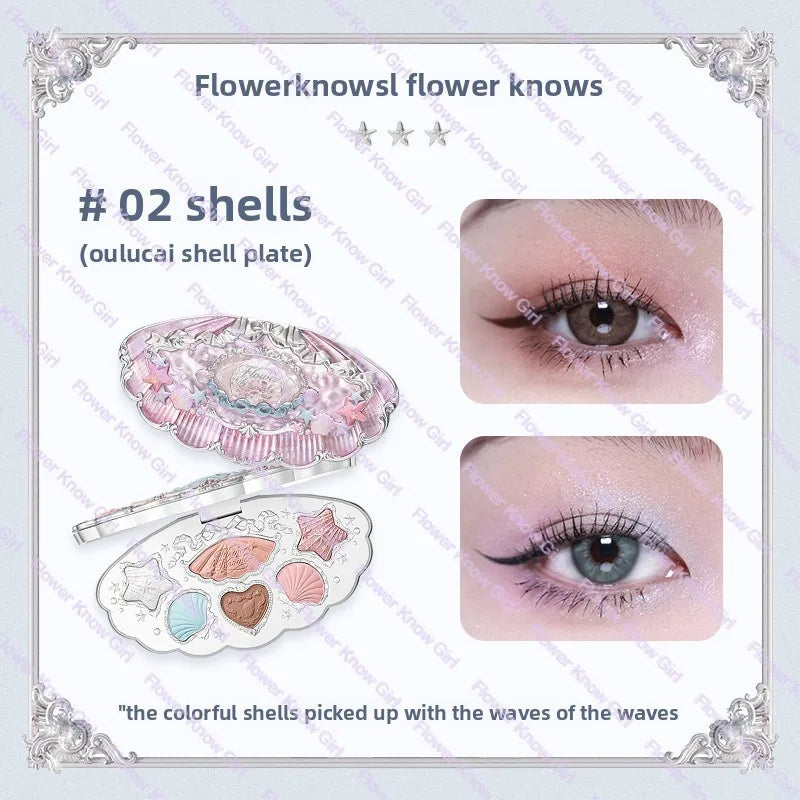 Flower Knows Moonlight Mermaid 8-Color Eyeshadow Palette - Matte, Shimmer & Glitter