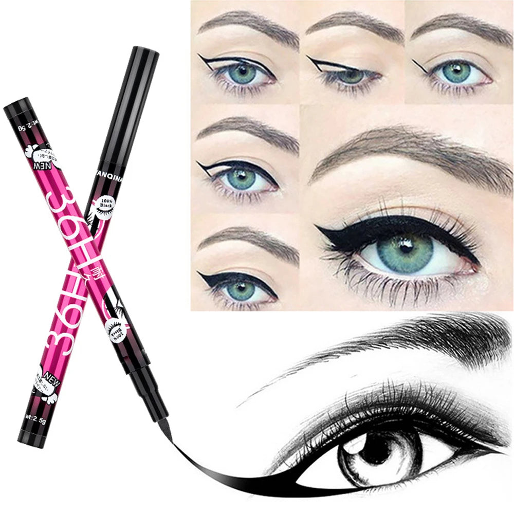 36H Black Liquid Eyeliner Pen - Waterproof, Quick-Dry, No-Bloom Long-Lasting