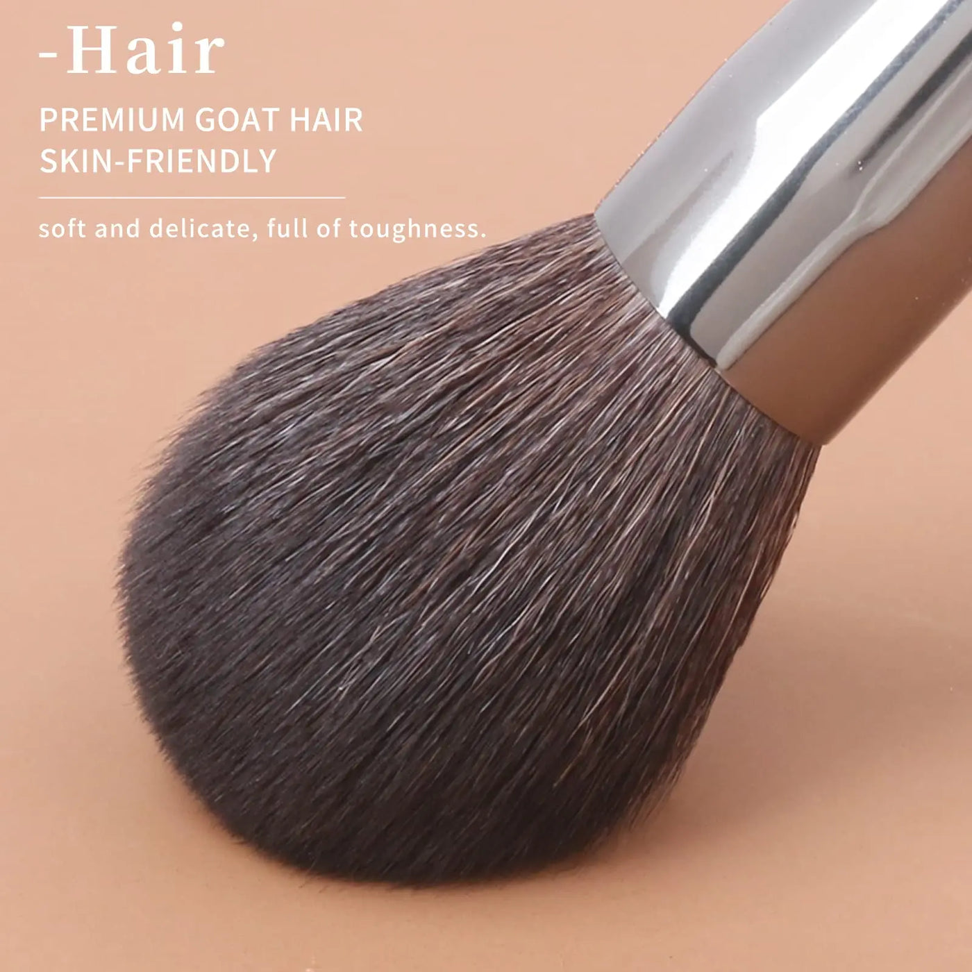 Natural Goat Hair Makeup Brush Set with Case - Professional Natural Bristle Brushes