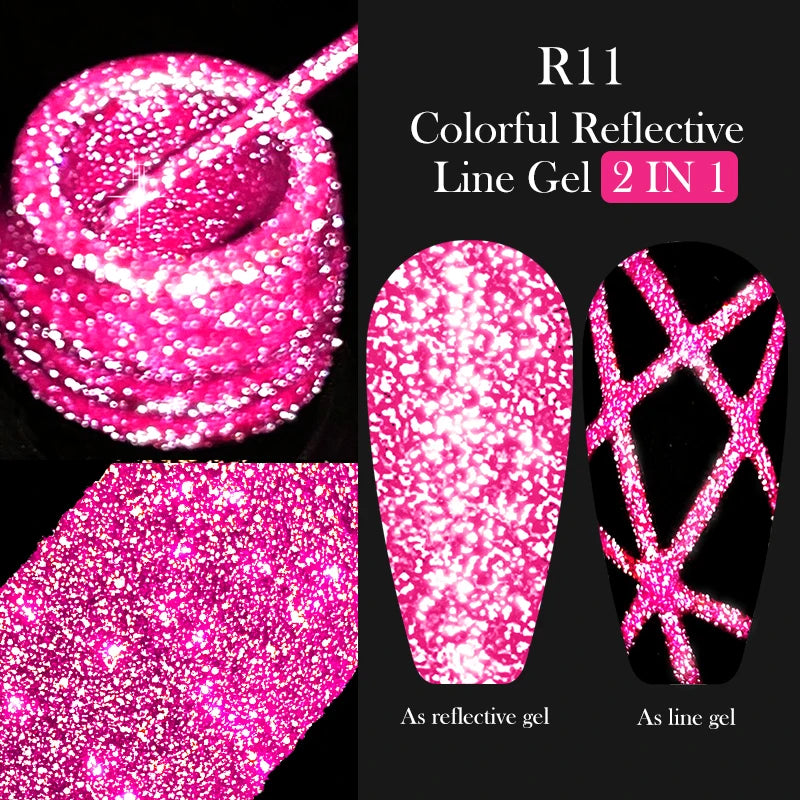 LILYCUTE 5ml Metallic Gold & Silver Mirror Liner Gel - Super Bright French Nail Art