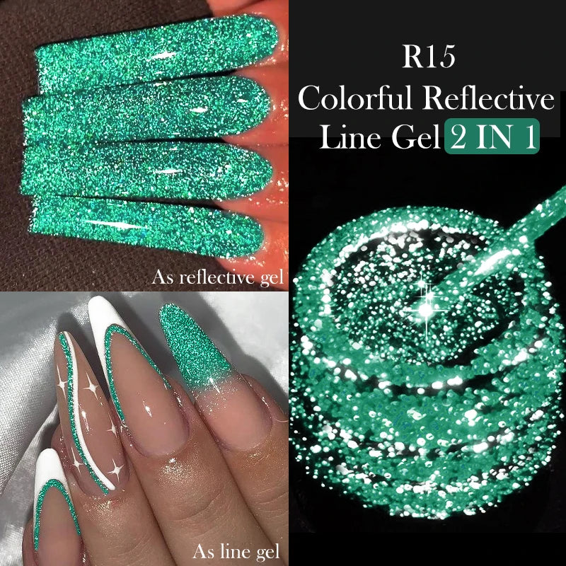LILYCUTE 5ml Reflective Glitter Liner Gel - Champagne Sparkling Lines for French Nail Art