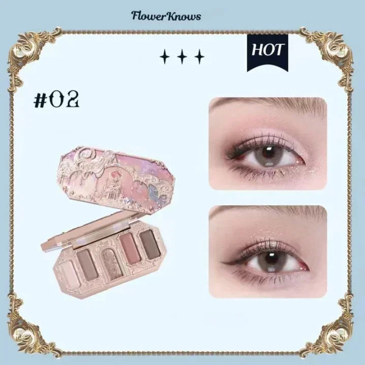 Flower Knows Moonlight Mermaid 8-Color Eyeshadow Palette - Matte, Shimmer & Glitter