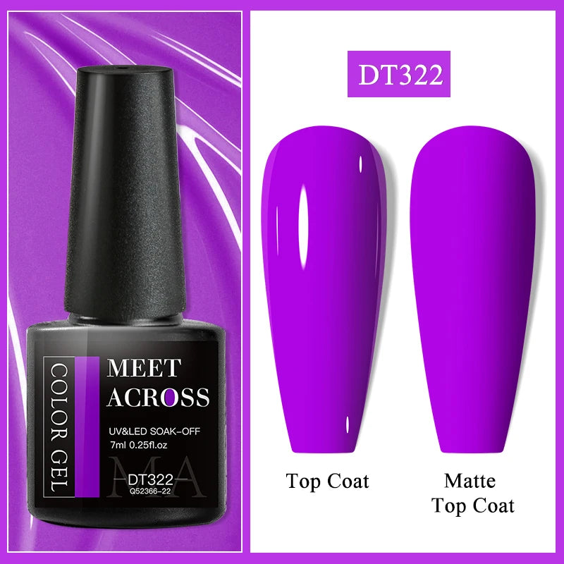 MEET ACROSS 7ml Wine Red Gel Polish - Long-Lasting French Style Nail Art Varnish