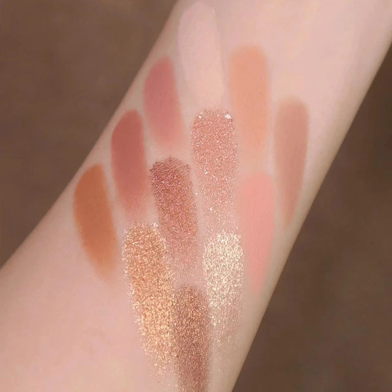 16-Color Matte, Glitter & Pearlescent Eyeshadow Palette - Nude Brown Shimmer